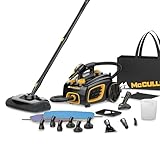 McCulloch MC1375 Canister Steam Cleaner with 20 Accessories, Extra-Long Power Cord, Chemical-Free Cleaning for Most Floors, Counters, Appliances, Windows, Autos, and More, 1-(Pack), Black