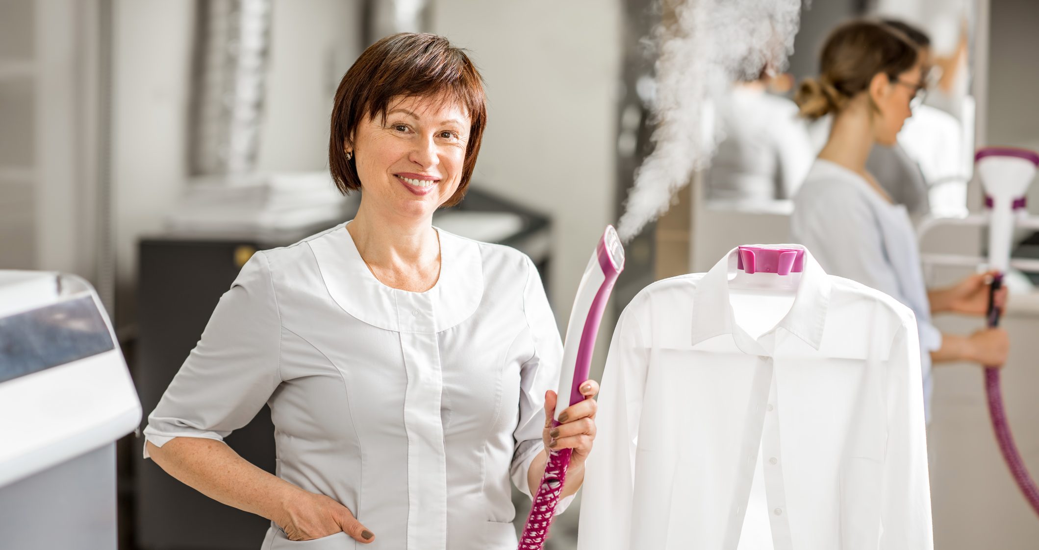 Full Sized upright garment steamers provide flexibility in steaming wrinkles out all kinds of materials.